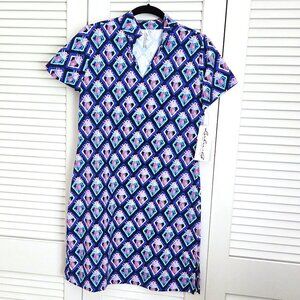LuLu B Colorful Pineapple UPF 50+ Short Sleeve Shift Dress.